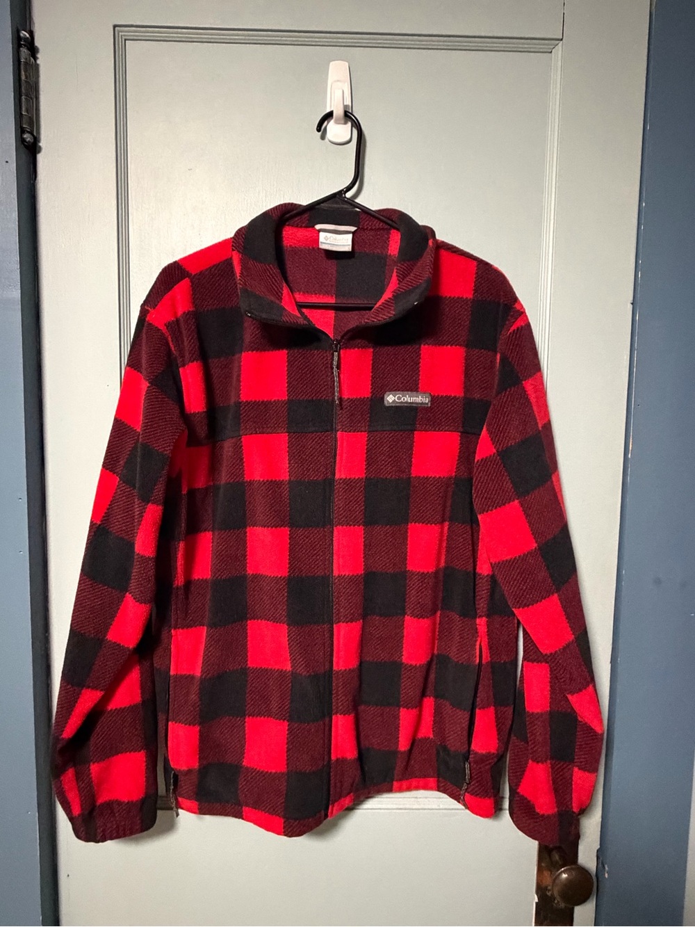 Columbia Men's Red and Black Buffalo Plaid Zip Fleece